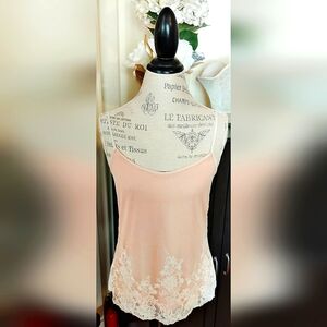 Charlotte Russe Peaches & Cream Chemise with Lace Trim